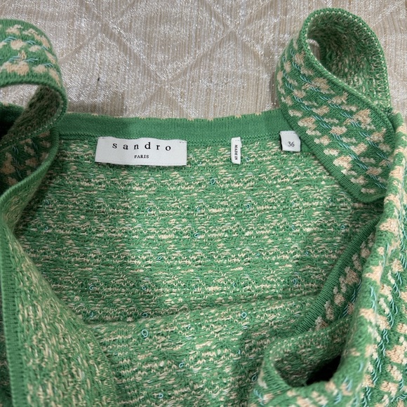 Sandro Green and Cream Knit Dress - Picture 3 of 5